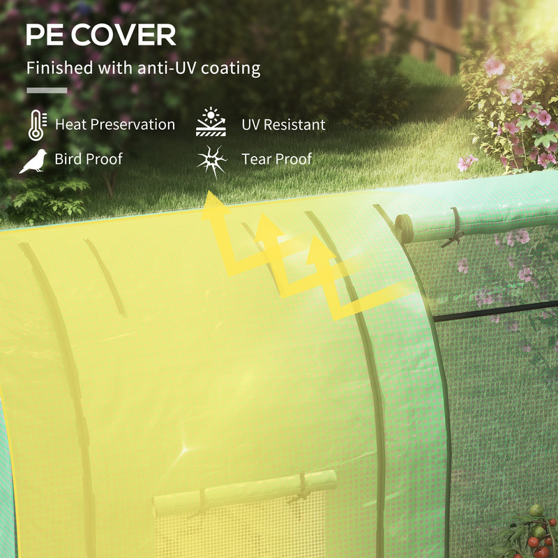 Portable Tomato Greenhouse With Roll Up Doors and Mesh Windows For Outdoor Growing Green