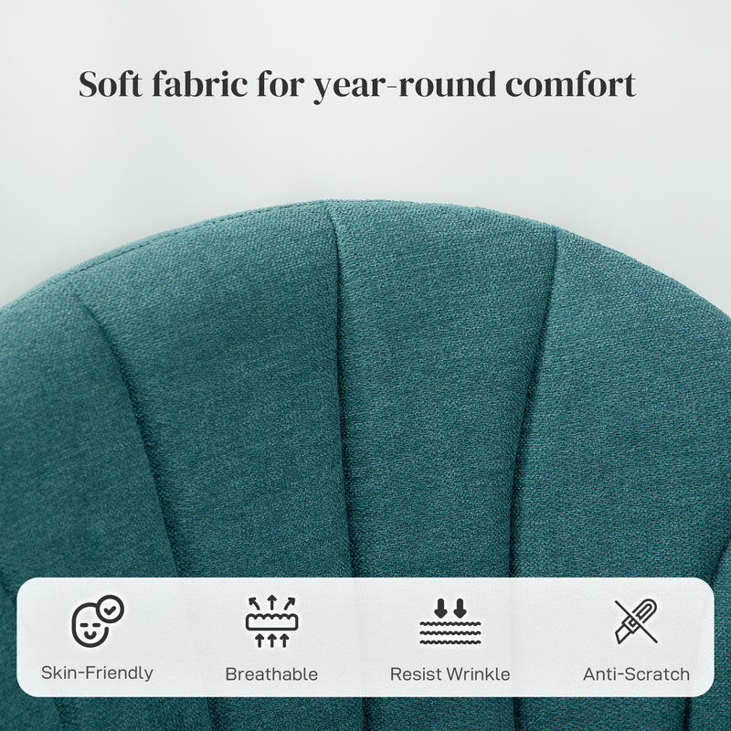 Green Velvet Dining Chairs Set of 2 with Metal Legs and Shell Backrest for Home