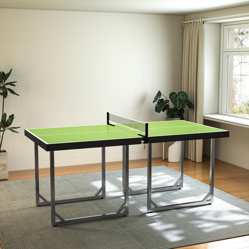HOMCOM 6ft Table Tennis Table, Ping Pong Table with Net, Foldable and Portable Ping Pong Set for Indoor Use, Easy Assemble, Midsize, Green
