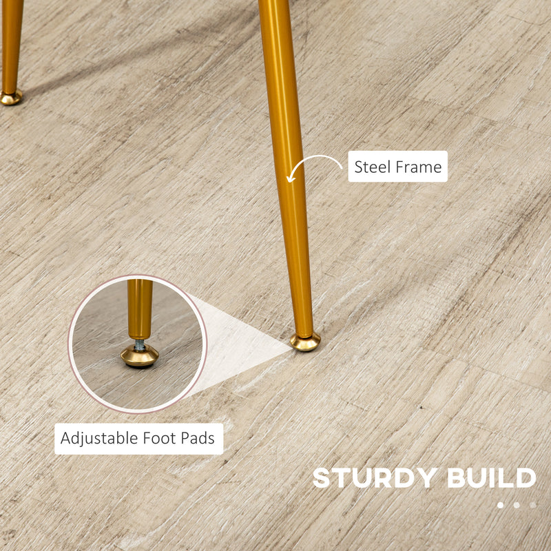 Set of 2 Velvet Dining Chairs with Padded Seat and Steel Legs for Comfort Pink