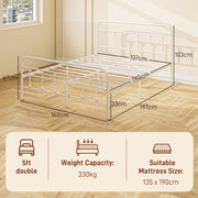 Double Metal Bed Frame with Minimalist Design for Modern Bedrooms White
