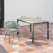 Grey 6 Seater Rattan Garden Dining Set with Rectangular Acacia Table and Cushions by Outsunny
