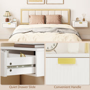 Floating Bedside Table Set with Drawer for Clutter-Free Storage Wall Mounted White AOSOM
