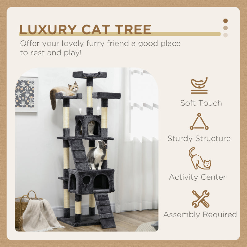 Cat Tree Scratching House with Activity Play Centre by PawHut