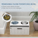 Raised Dog Bowl with Slow Feeder and Storage Drawer for Large Dogs White by PawHut