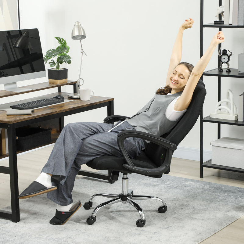 Ergonomic Swivel Office Chair With Linen Look Upholstery For Home Or Desk Use Black