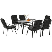 6 Seater Garden Dining Set with Cushions Ideal for Outdoor Meals - Black