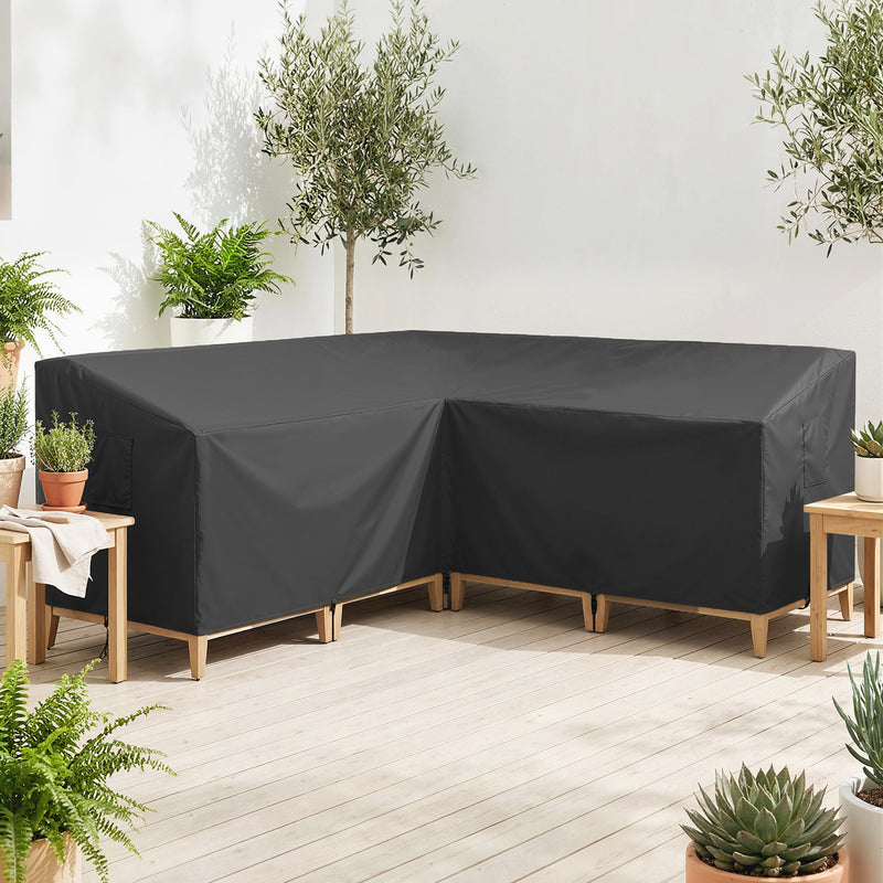 V Shaped Outdoor Furniture Cover Waterproof for Corner Sofa with Air Vents Black Outsunny