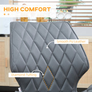 Set of 4 PU Leather Dining Chairs with Metal Legs for Kitchen or Dining Room Grey AOSOM