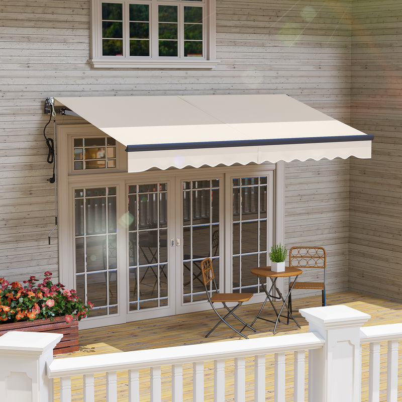 Beige 3.5 x 3m Electric Manual Awning with Remote Control by Outsunny