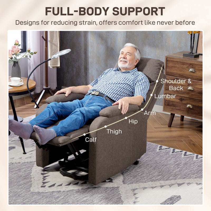 Electric Rise and Recline Armchair with Built In Reading Light for Comfort and Support, Brown