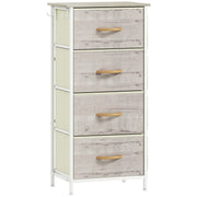 Chest of 4 Fabric Drawers with Wooden Frame Ideal for Bedroom or Hallway Storage Natural