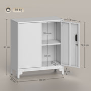 Metal Storage Cabinet with Lockable Doors for Secure Home or Office Organisation White AOSOM