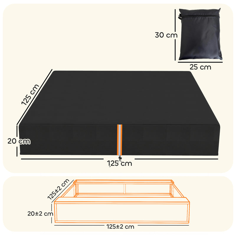 Sandpit Cover Waterproof Outdoor Protector Keeps Sand Clean and Dry Black AOSOM