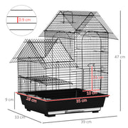Metal Bird Cage for Finches and Canaries with Tray Swing Ring and Feeders, Grey