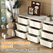 Kids Toy Storage Organiser with Nine Removable Drawers for Bedroom or Playroom Cream