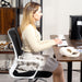 Black Mesh Drafting Chair with Lumbar Support and Adjustable Foot Ring by HOMCOM