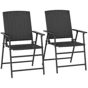 Set of Two Black Folding Rattan Chairs for Garden and Patio by Outsunny