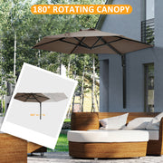 Khaki 25m Wall Mounted Garden Parasol With 180 Degree Rotating Canopy For Patio Use