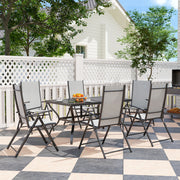 Grey 7 Piece Steel Patio Dining Set With Parasol Hole by Outsunny