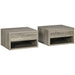 Set of Two Floating Bedside Tables with Drawer and Shelf Brown Wood Effect by HOMCOM