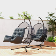 Dark Grey Hanging Egg Chair with Stand and Cushions for Garden or Indoor Use by Outsunny