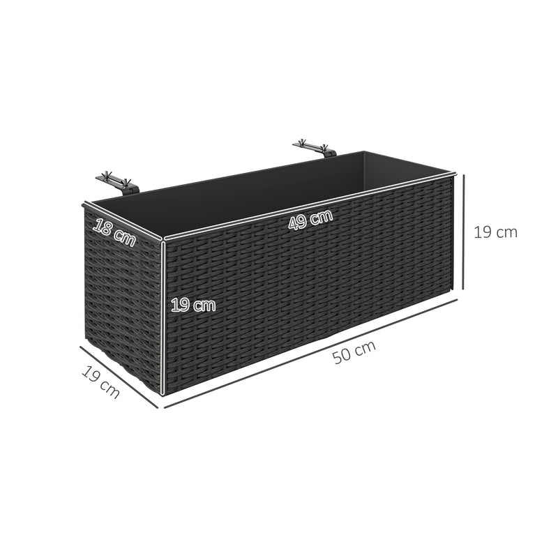 Set of Two Black Rattan Effect Planters for Garden and Patio by Outsunny