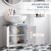 3 Piece White Bathroom Furniture Set Tall Storage Cabinet Sink Unit with Shelves and Drawers by kleankin