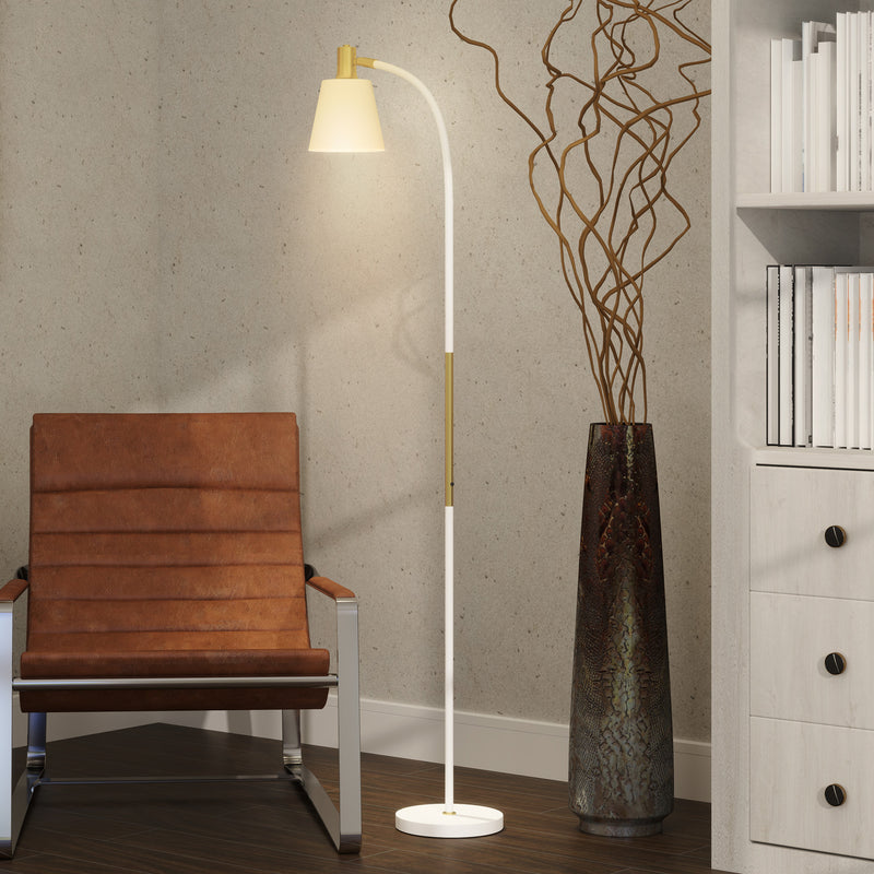 White Adjustable Floor Lamp for Living Room with Spotlight and Rocker Switch