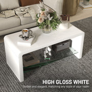 Curved White High Gloss Coffee Table Modern Design by HOMCOM