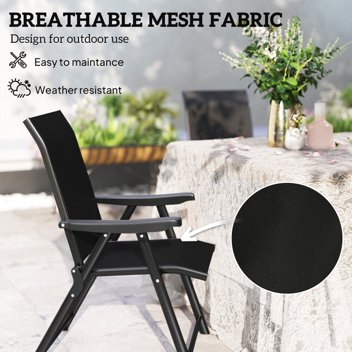 Set of Four Black Folding Outdoor Chairs Lightweight and Portable by Outsunny