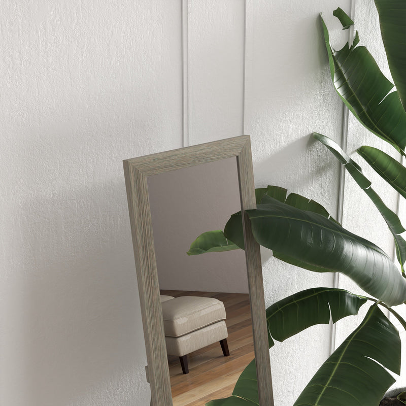 Full Length Bedroom Mirror with Stand or Wall Mount and Shatter Resistant Glass Grey AOSOM