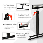 Adjustable Roller Stand for Steady Woodworking Support in Workshops and Garages Black Silver AOSOM