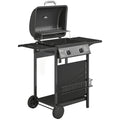 Gas Barbecue with 2 Burners and Storage for Easy Outdoor Cooking Black Outsunny