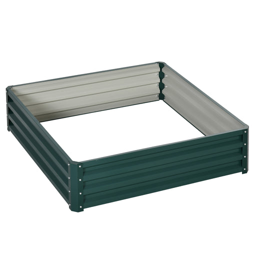 Green Steel Raised Garden Bed 120 x 120cm for Vegetables Herbs and Flowers Outdoors
