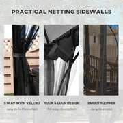 Dark Grey 3 x 3m Garden Gazebo Outdoor Canopy with Netting and Metal Frame by Outsunny