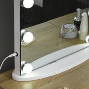 White Hollywood Makeup Mirror With 12 Dimmable LED Bulbs For Dressing Table Use