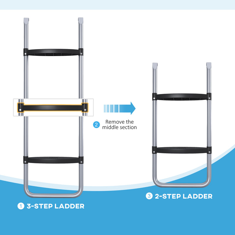 Galvanised Steel Trampoline Ladder 2 or 3 Steps Outdoor Accessory for 6ft to 16ft Trampolines by SPORTNOW AOSOM
