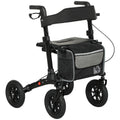 Folding Rollator Walker with Padded Seat Backrest Storage Bag and Brakes Black by HOMCOM AOSOM