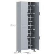 Grey Freestanding Kitchen Storage Cupboard, 4 Doors with Adjustable Shelves by HOMCOM