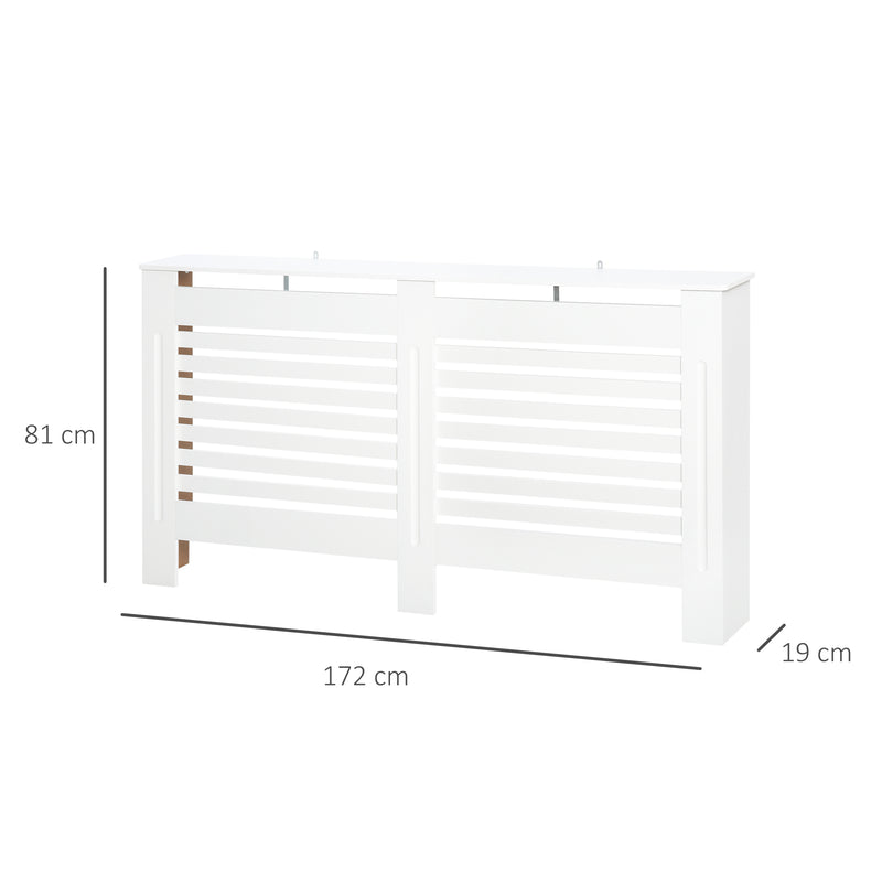 Modern MDF Radiator Cover Cabinet With Horizontal Slats For Living Room Or Bedroom, White