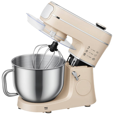 Stand Mixer for Home Baking with 6 L Bowl and 1400 W Motor Cream AOSOM