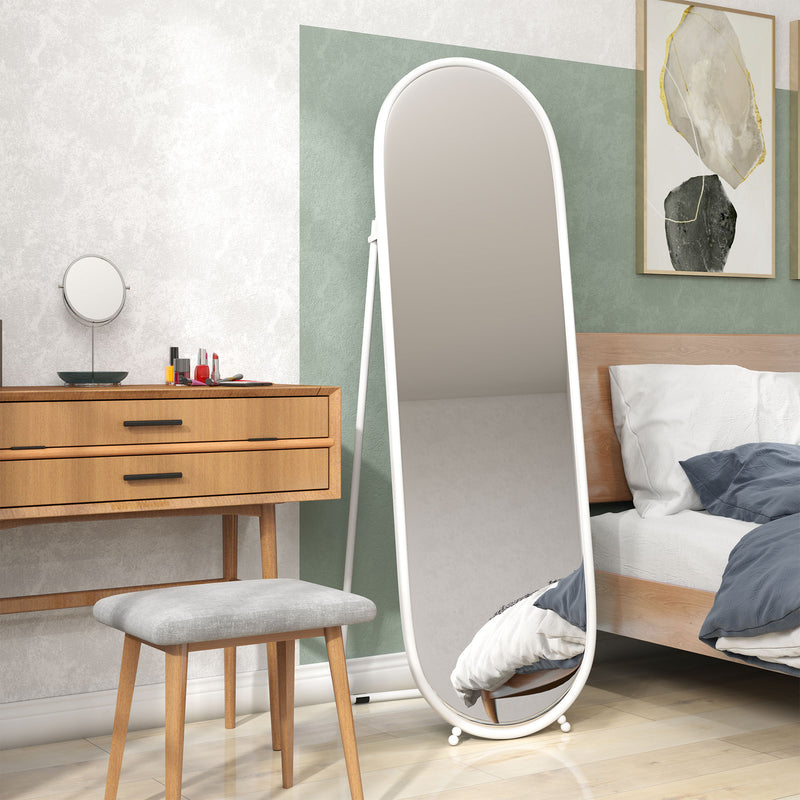 Full Length Two Way Curved Mirror for Bedroom or Dressing Room Freestanding, White