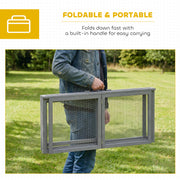 Rabbit Hutch with Easy Access and Foldable Design for Gardens and Patios Grey AOSOM