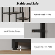 Seven Tier Geometric Bookcase With Open Shelving For Home Office Or Living Room Grey Black