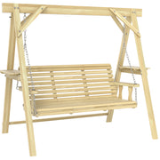 Outsunny Three-Seater Wooden Swing Bench AOSOM