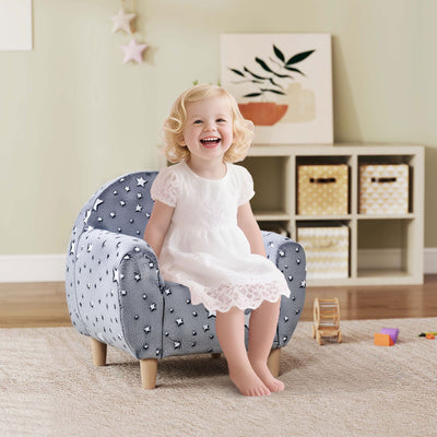 Kids Glow in the Dark Armchair with Star Design Ideal for Bedroom or Playroom, Grey