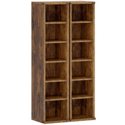 CD and Media Storage Shelves Set of 2 for Organising CDs Games and Books Rustic Brown AOSOM