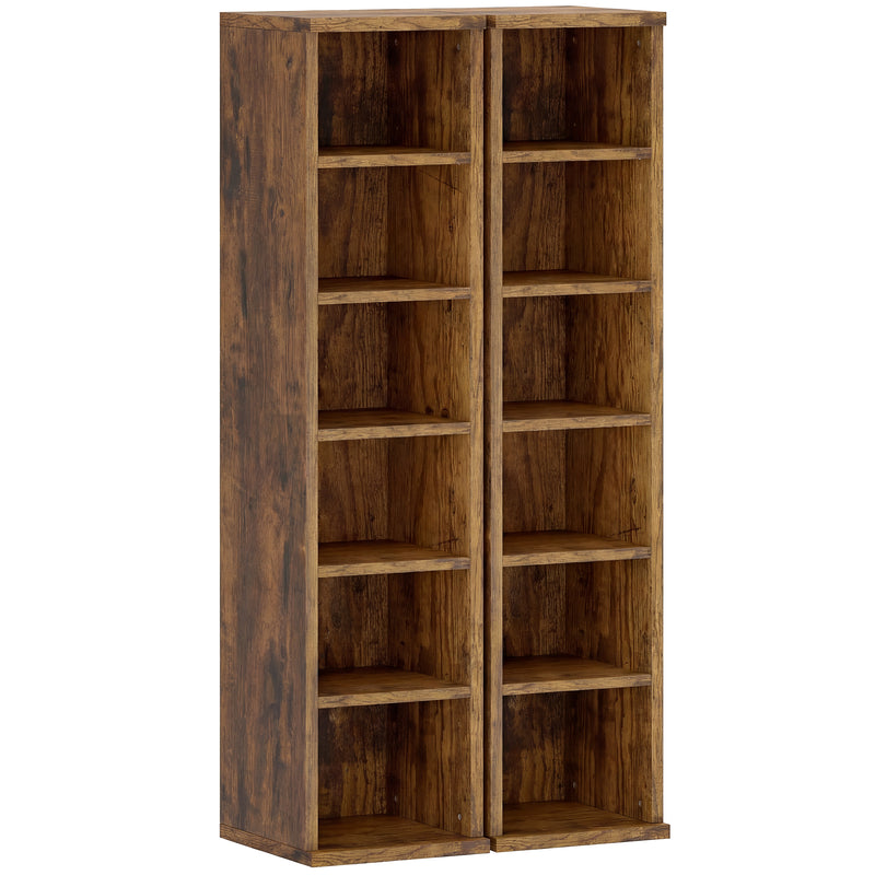 CD and Media Storage Shelves Set of 2 for Organising CDs Games and Books Rustic Brown AOSOM