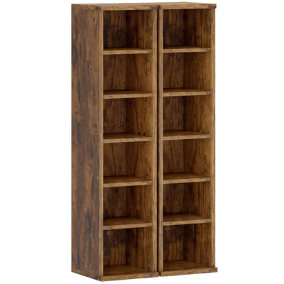 CD and Media Storage Shelves Set of 2 for Organising CDs Games and Books Rustic Brown AOSOM